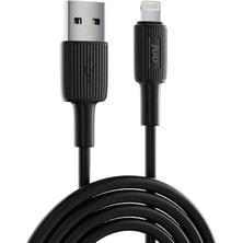 12W 2.4A Usb-A To Lightning iPad ile Uyumlu Silikon Hızlı Şarj ve Data Kablosu Siyah 2 Metre