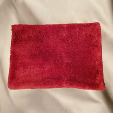 Mutlu Köşe Teddy Puffy  Peluş Bordo Pamuk Dikdörtgen Kırlent Kılıfı Bel Kırlenti