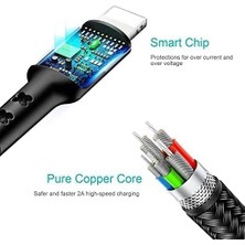 US-SJ317 4in1 2*lightning 1*type-C 1*micro Uçlu 1.2m 2A Örgülü Renkli Şarj ve Data Kablosu