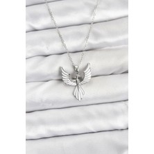 Nacario Bfs 316L Çelik Zincir Gümüş Renk Anka Kuşu Model Kadın Kolye