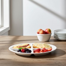 Külsan 107.PW - Tabldot 4 Bölmeli 2'li Beyaz Tabak Seti 26x36 cm, Thermoset Melamin