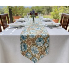 Çiçek Desenli Duck Keten Kumaş Runner