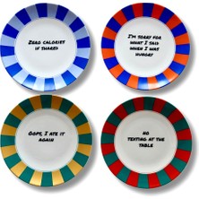 Rooms Design Studio Table Talks Tatlı Tabağı 4'lü Set Hediye Kutulu