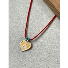 Rupen Kraft Kırmızı Ipli 14 Ayar Altın A Harfi Kolye Altın Kalpli Harf Kolye Altın Harf