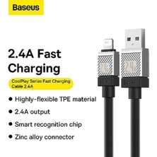 Coolplay Serisi Hızlı Şarj Kablosu USB To Ip 2.4A, 2m, Siyah