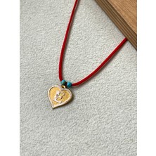 Rupen Kraft Kırmızı Ipli 14 Ayar Altın E Harfi Kolye Altın Kalpli Harf Kolye Altın Harf