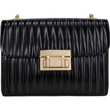 Bilgece Moda Gece Çantası, Portföy Çanta, Clutch Çanta,  Saten Görünümlü Zincirli Omuz Çantası