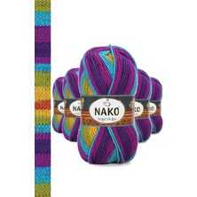 Nako 5 Adet Vega Stripe Premium Akrilik El Örgü Ipi Yünü No: 82410