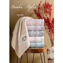 Arliva Home Bambu Nakışlı Dantelli 50X90 cm 6 Adet El Yüz Havlusu
