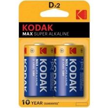 Kodak 2 Adet Max Super Alkalin LR20 D Boy Büyük Pil