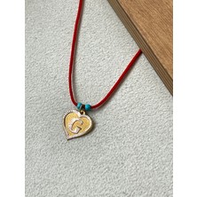 Rupen Kraft Kırmızı Ipli 14 Ayar Altın G Harfi Kolye Altın Kalpli Harf Kolye Altın Harf