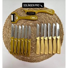 Solingen Gold Seri & Simli Meyve Bıçağı ve Soyacak Seti 14'lü Takım