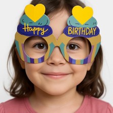 Cupcake Temalı Doğum Günü Renkli Karton Happy Birthday Gözlüğü 6 Adet