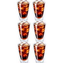 Kitchen Design Lab Yeni Stil Çift Cidarlı Uzun 400 ml Nescafe,Latte,Kahve, Meşrubat Bardak 6 Adet-2258