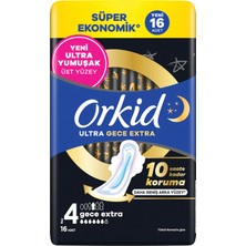 Orkid Ultra Hijyenik Ped Gece Ekstra (Boy 4) Süper Ekonomik Paket 16 Adet