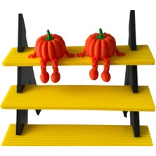 2 Adet Dekoratif Bal Kabağı Figürü, Oturan Biblo, Masa ve Raf Süsü