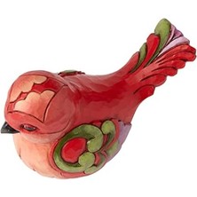 Jim Shore Heartwood In Feather - Kırmızı Çiçekli Kuş Figürü