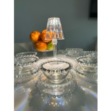 6 Kişilik Kristal Boncuklu Cam Çerez ve Tatlı Tabağı Seti (12 Parça)