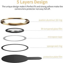 Iphone 13 Pro / 13 Pro Max ile Uyumlu Alüminyum Alaşım Çerçeveli Tempered Glass Kamera Lens Koruyucu Kırılmaz Cam