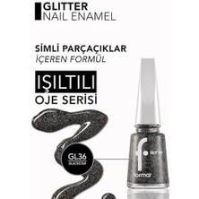 Yarı Transparan & Parlak Bitişli Simli Oje GL36 Black Star