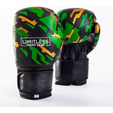 Limitless Fight Gear Limitless Camo Green Boks Eldiveni 10 oz PU Malzeme ile Yüksek Kalite ve Velcro Kapatma