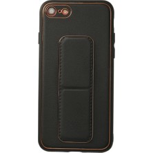 Iphone 7 Kılıf Coco Deri Standlı Kapak - Siyah