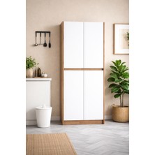 Umg Mobilya Patentli meşe santra kulpsuz 4 kapaklı, çok amaçlı dolap, mutfak, elbise, balkon, kiler dolabı