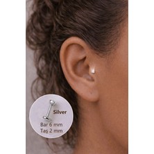 Sacce Scarves & Accessories 2 mm Tektaşlı 6 mm Çelik Piercing Gümüş Renkli