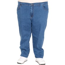 ModeXL Büyük Beden Erkek Klasik Toronto Kot Pantolon 22936 A.mavi Rahat Kalıp Denim Kumaş