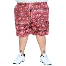 ModeXL Mode Xl Erkek Büyük Beden Desenli Deniz Şortu Fox 25403 Mürdüm