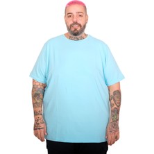 ModeXL Mode Xl Büyük Beden Erkek Super Basic Bisiklet Yaka T-Shirt 20149 Turkuaz