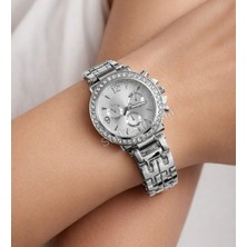 Kadın Silver Renk Taşlı Metal Kordon Kol Saati