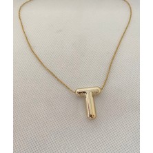 Altın Renk T Harf Çelik Balon Kolye