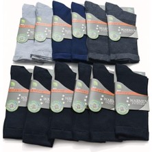 Warmen Bambu Erkek Diyabetik Çorap Dikişsiz Burun Hava Aldıran Örgü 12'LI PAKET