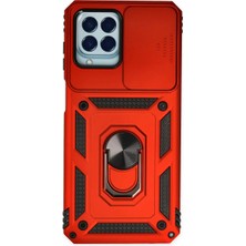 Samsung Galaxy M33 Kılıf Pars Lens Yüzüklü Silikon - Kırmızı