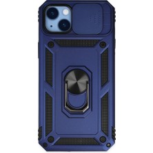 Iphone 14 Plus Kılıf Pars Lens Yüzüklü Silikon - Lacivert