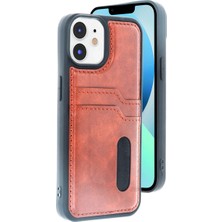 Iphone 11 Kılıf Sara Kartvizitli Deri Kılıf - Taba