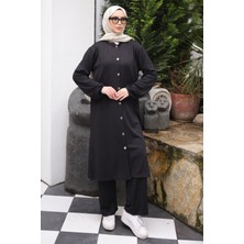 İmaj Butik Siyah Düğmeli Tunik Pantolonlu Bürümcük Takım