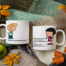 Sevgililer Gününe Özel Chen Cedric Üzümlü Kekim Yazılı Çizgi Film Karakterli Çift Kupa Bardak