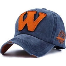 Verahed Eskitme Detaylı W Nakışlı Bordo Baseball Unisex Ayarlanabilir Beyzbol Şapka