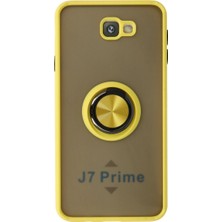 Samsung Galaxy J7 Prime Kılıf Montreal Yüzüklü Silikon Kapak - Sarı