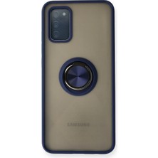 Samsung Galaxy A02S Kılıf Montreal Yüzüklü Silikon Kapak - Lacivert