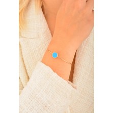 CEBECİ Cebeci 14 Ayar Mavi Mineli Rose Altın Bilezik