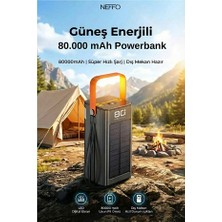 Azurtech 80.000 Mah 22.5W Güneş Enerjili Hızlı Şarjlı LED Fenerli Kamp Tipi Powerbank