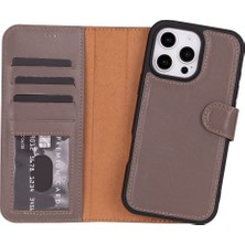 PLM Cüzdan Taşıma Derdi Olmadan – iPhone 16 Pro Max Uyumlu Hakiki Deri El Yapımı Kart Yuvalı Kılıf (Vizon)