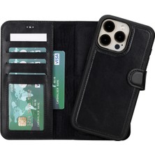 PLM Cüzdan Taşıma Derdi Olmadan – iPhone 16 Pro Max Uyumlu Hakiki Deri El Yapımı Kart Yuvalı Kılıf (Kömür Siyah)