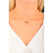 CEBECİ Cebeci 14 Ayar Lacivert Altıgen Rose Altın Kolye