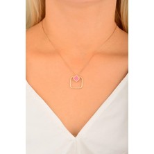 CEBECİ Cebeci 14 Ayar Pembe Kare Rose Altın Kolye