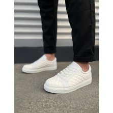 Zapatos JY166 Prestige Bağcıklı Cilt Kapitone Desenli Erkek Günlük Sneaker Ayakkabı Cbt - Beyaz