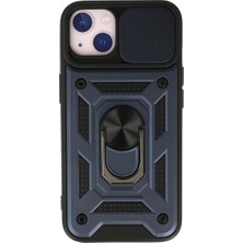 Iphone 13 Kılıf Pars Lens Yüzüklü Silikon - Lacivert